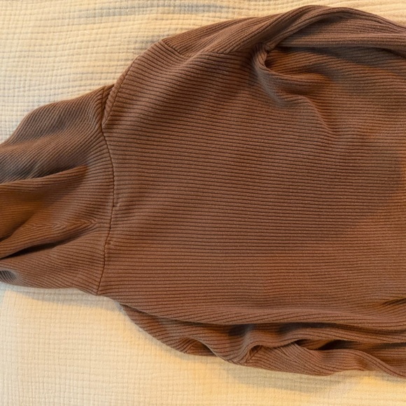 Brown Brandy Melville Ribbed Zip-Up Hoodie - Picture 3 of 3
